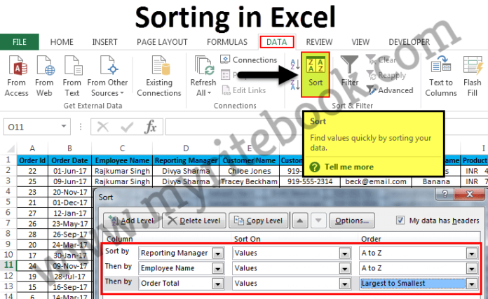 Excel Data Analysis Sort in Excel