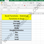 Excel Functions Statistical Functions in Excel