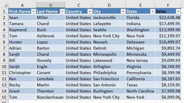 Excel Table