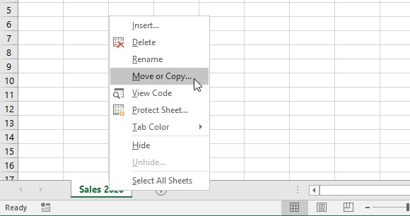 Move or Copy a Worksheet