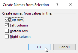 Create Names from Selection