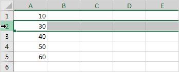 Select a Row in Excel